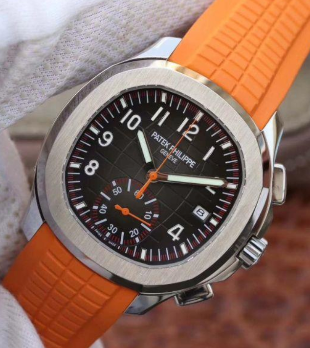 Patek Philippe Aquanaut Chronograph 5968A Orange Rubber Strap Black Dial - IP Empire Replica Watches