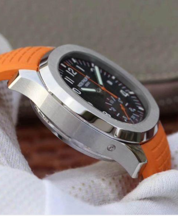 Patek Philippe Aquanaut Chronograph 5968A Orange Rubber Strap Black Dial - IP Empire Replica Watches