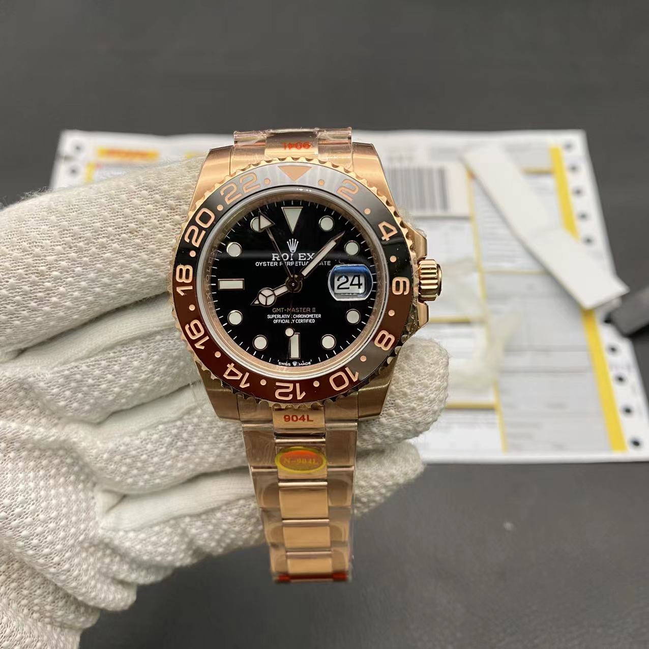 Replica Rolex GMT Master 2 - Rose Gold/Black - IP Empire Replica Watches