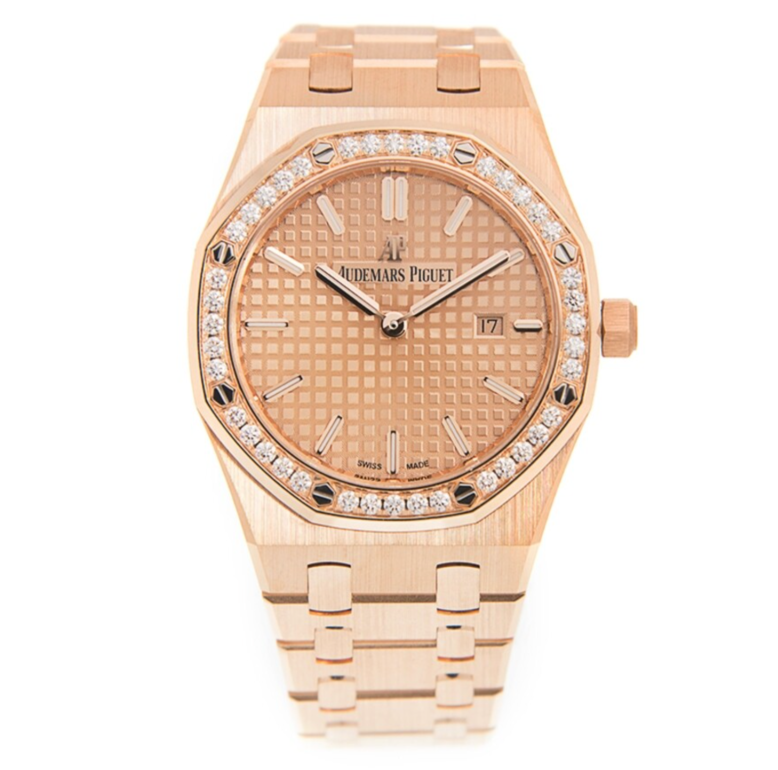 Royal Oak 67651 Ladies Rose Gold White Diamonds Bezel Dial Swiss 2713 Clone replica watch - IP Empire Replica Watches